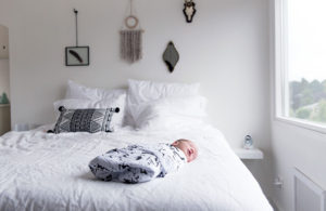 lifestyle newborn workshop baby vieve op bed