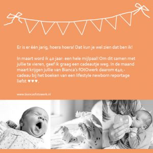 bianca lifestyle newborn fotograaf jarig verjaardag cadeau